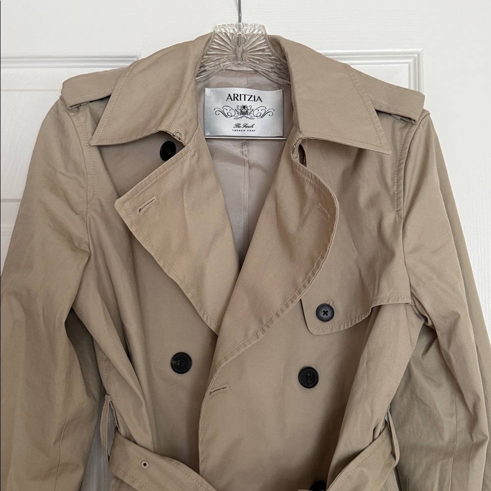 Aritzia Tan Double-Breasted Trench Coat - Picture 2 of 6